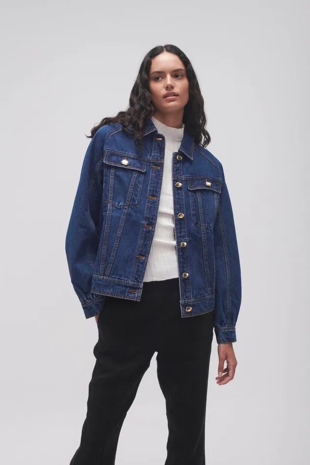 Women Denim Aje Colorado Denim Jacket Washed Indigo