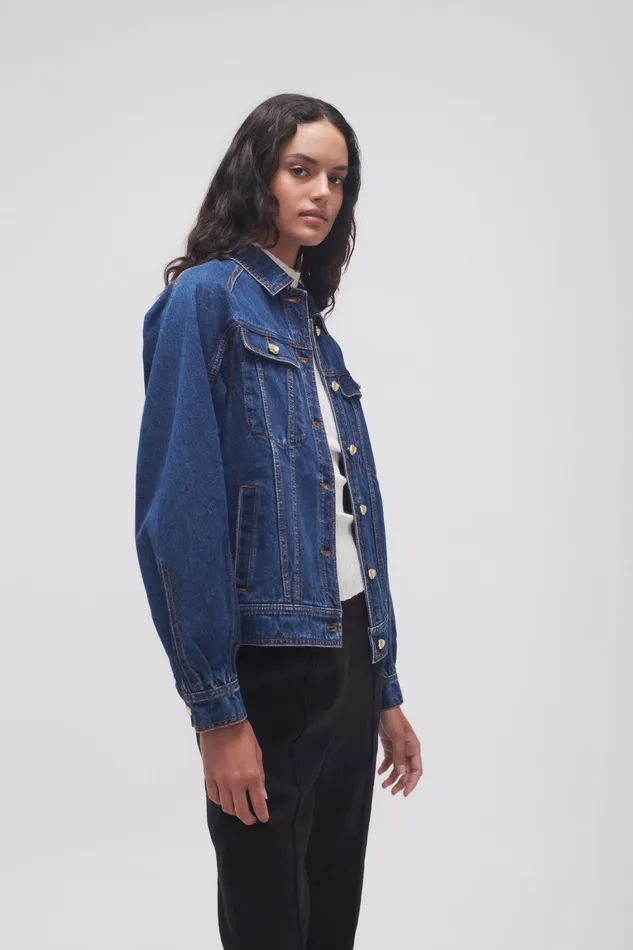Women Denim Aje Colorado Denim Jacket Washed Indigo