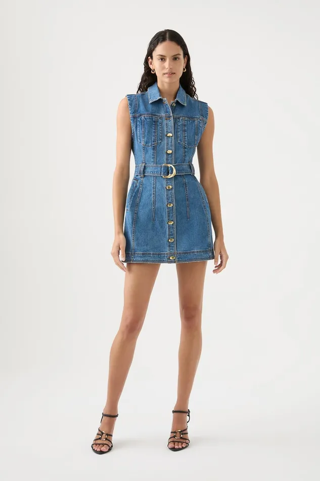 Women Denim Aje Darcie Denim Mini Dress 90039s Wash