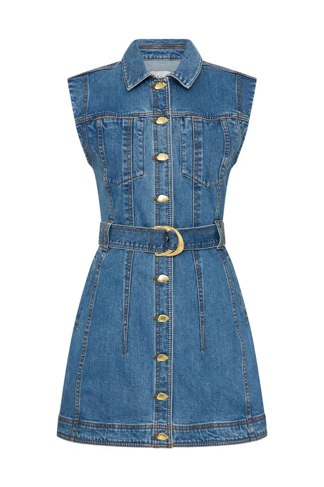 Women Denim Aje Darcie Denim Mini Dress 90039s Wash