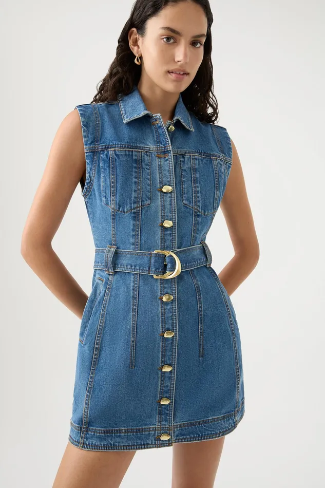 Women Denim Aje Darcie Denim Mini Dress 90039s Wash