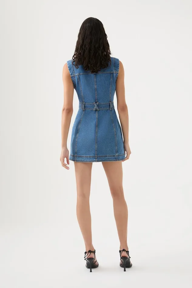Women Denim Aje Darcie Denim Mini Dress 90039s Wash