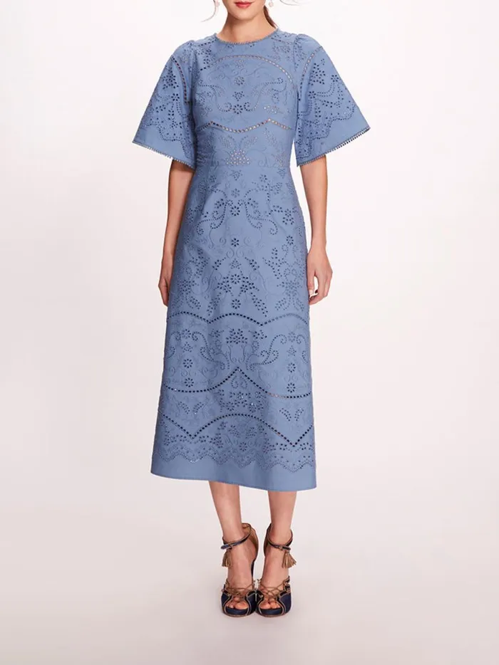 Women Dhalia Midi Dress Blue Marchesa Marchesa Rosa