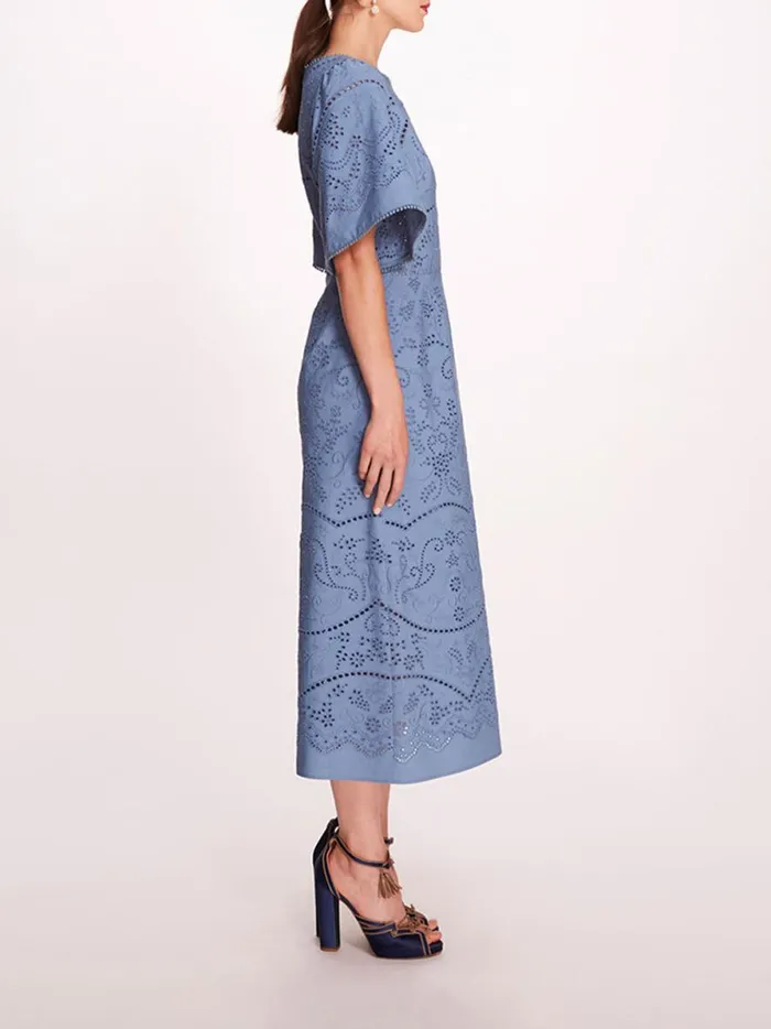 Women Dhalia Midi Dress Blue Marchesa Marchesa Rosa