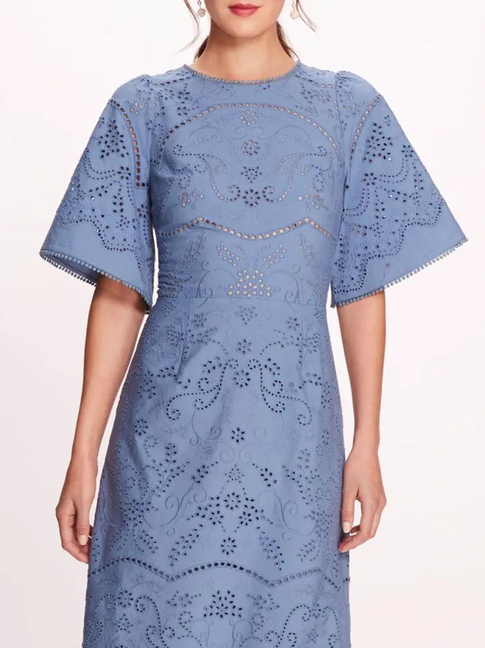 Women Dhalia Midi Dress Blue Marchesa Marchesa Rosa