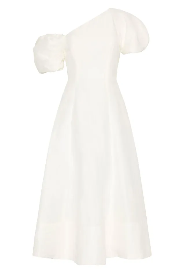Women Dresses Aje Arista Tulip Sleeve Midi Dress Ivory