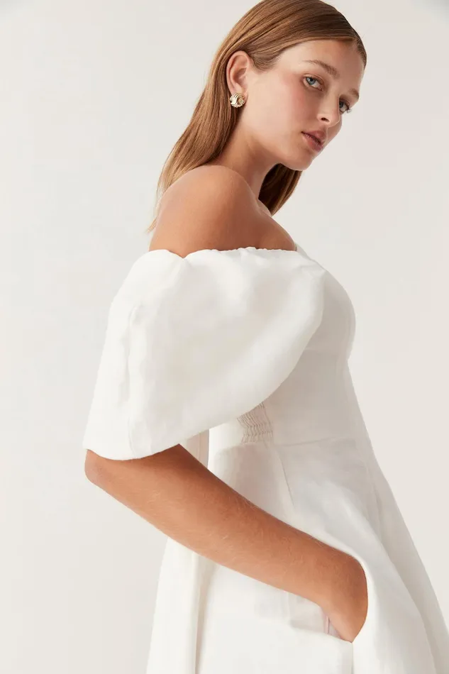 Women Dresses Aje Arista Tulip Sleeve Midi Dress Ivory