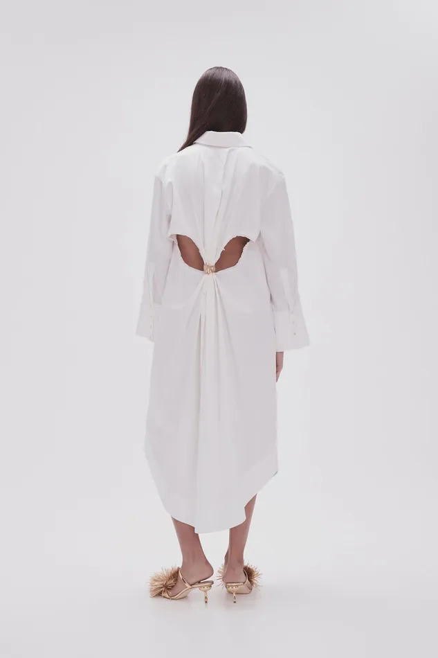 Women Dresses Aje Coexistance Twisted Midi Dress Ivory