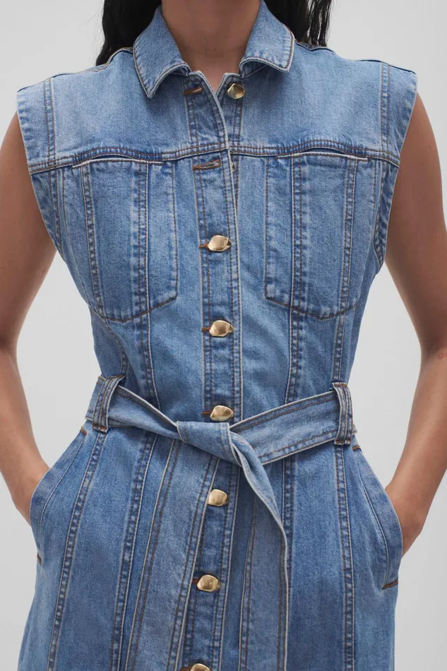 Women Dresses Aje Darcie Denim Midi Dress 90039s Wash