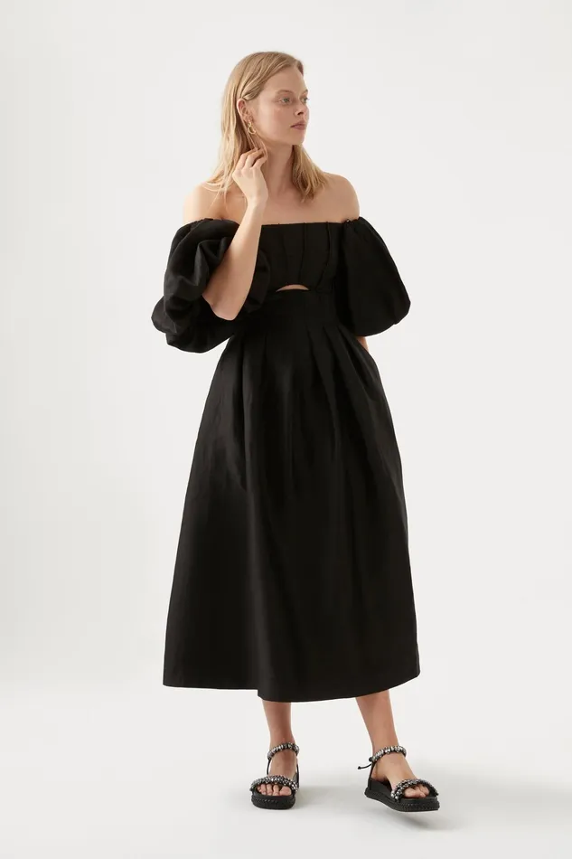 Women Dresses Aje Eugenie Off Shoulder Midi Dress Black