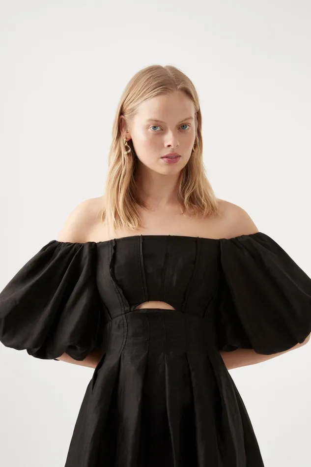 Women Dresses Aje Eugenie Off Shoulder Midi Dress Black