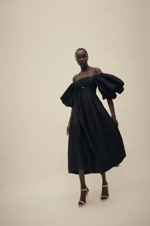 Women Dresses Aje Eugenie Off Shoulder Midi Dress Black