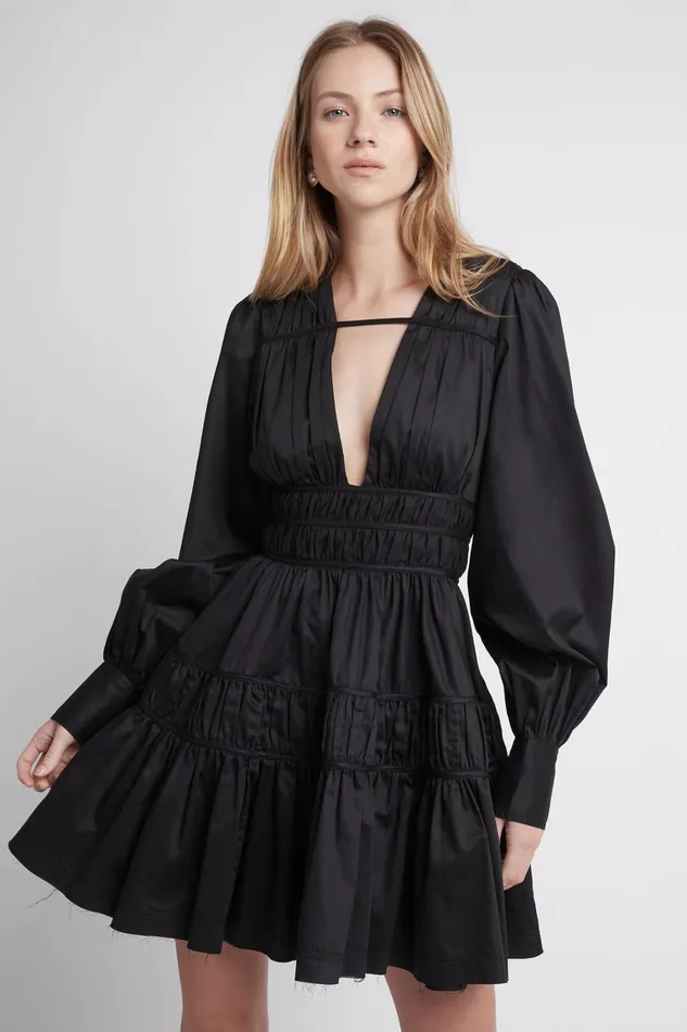 Women Dresses Aje Fallingwater Gathered Mini Dress Black