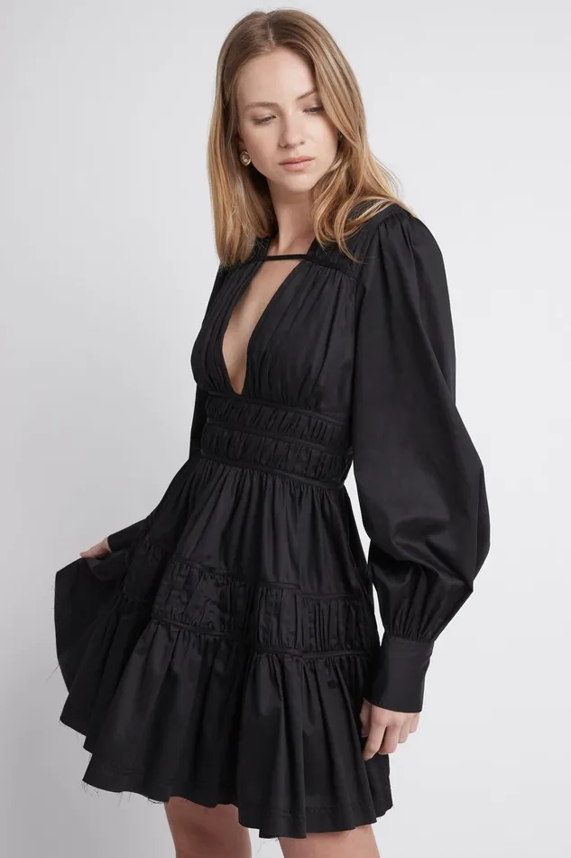 Women Dresses Aje Fallingwater Gathered Mini Dress Black