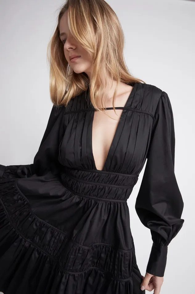 Women Dresses Aje Fallingwater Gathered Mini Dress Black