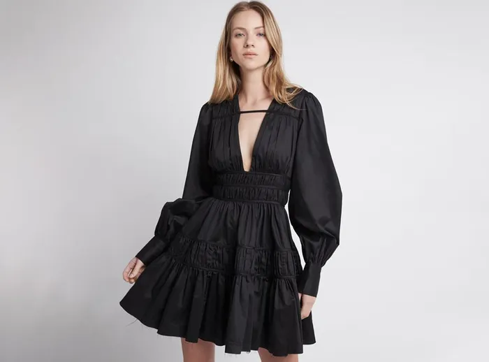 Women Dresses Aje Fallingwater Gathered Mini Dress Black