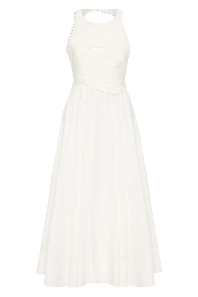 Women Dresses Aje Florence Pearl Trim Midi Dress Ivory