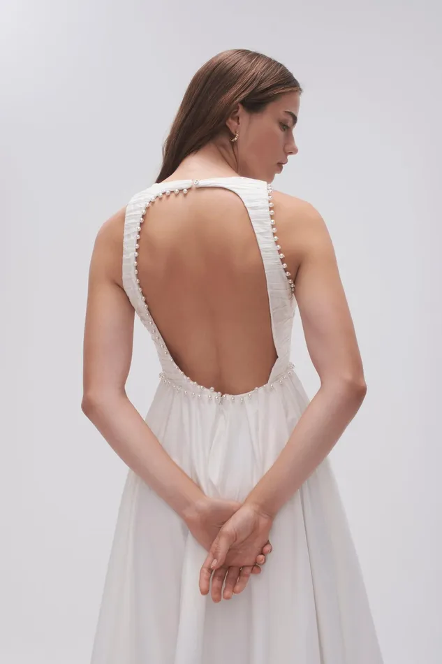 Women Dresses Aje Florence Pearl Trim Midi Dress Ivory