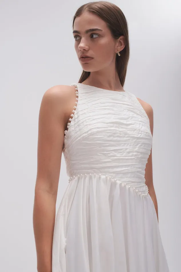 Women Dresses Aje Florence Pearl Trim Midi Dress Ivory