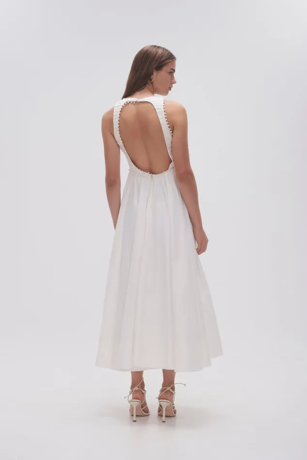 Women Dresses Aje Florence Pearl Trim Midi Dress Ivory