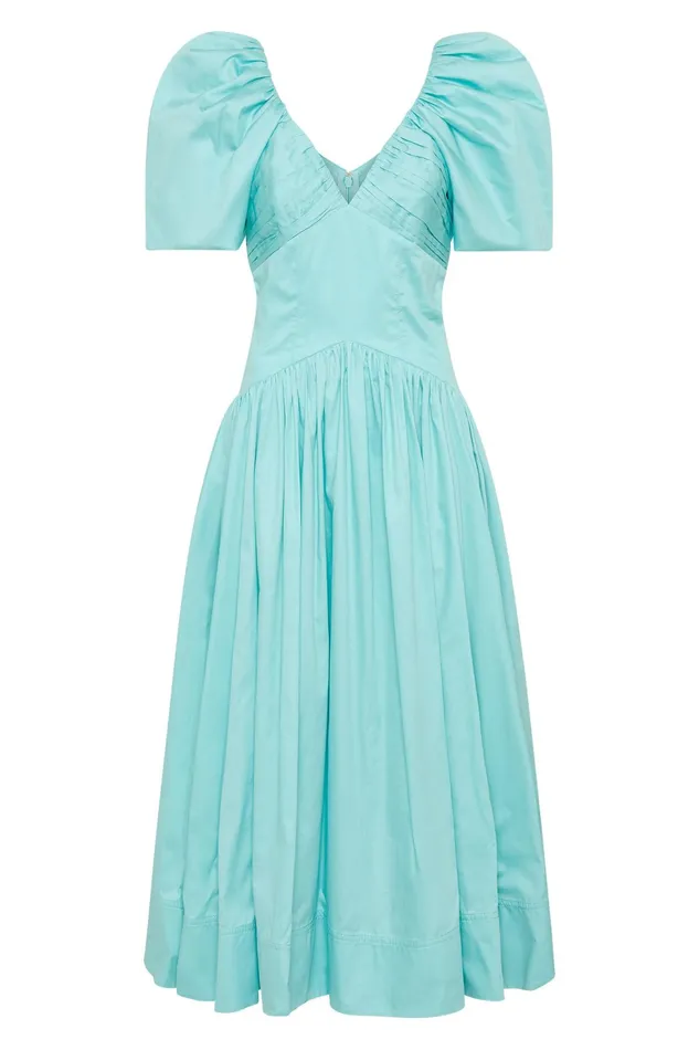 Women Dresses Aje Gabrielle Plunge Midi Dress Spearmint Blue