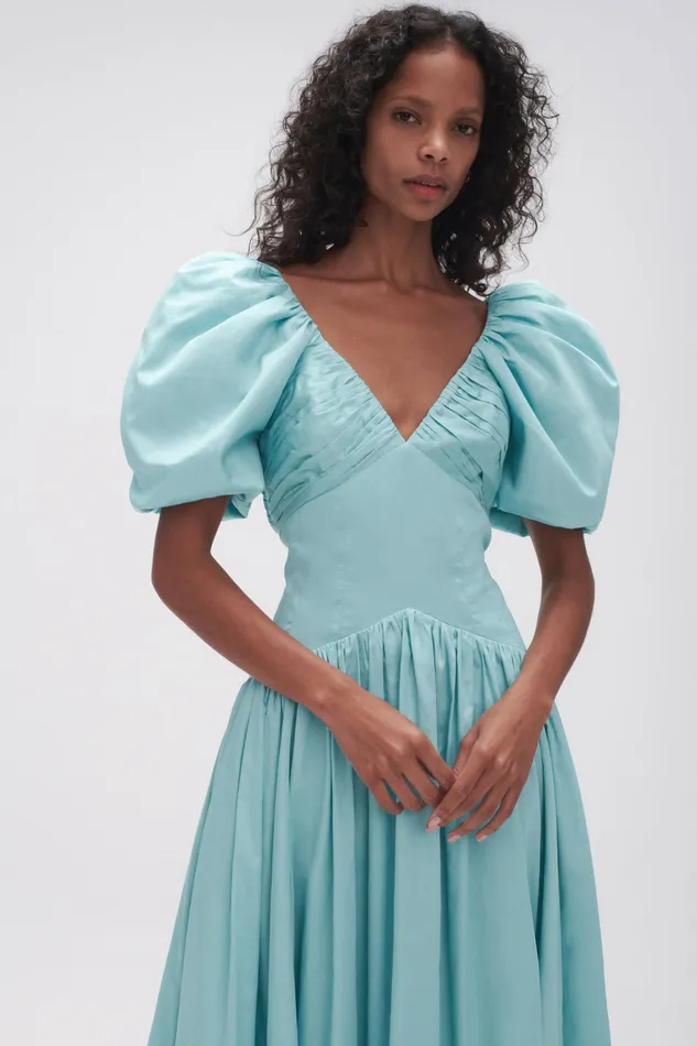 Women Dresses Aje Gabrielle Plunge Midi Dress Spearmint Blue