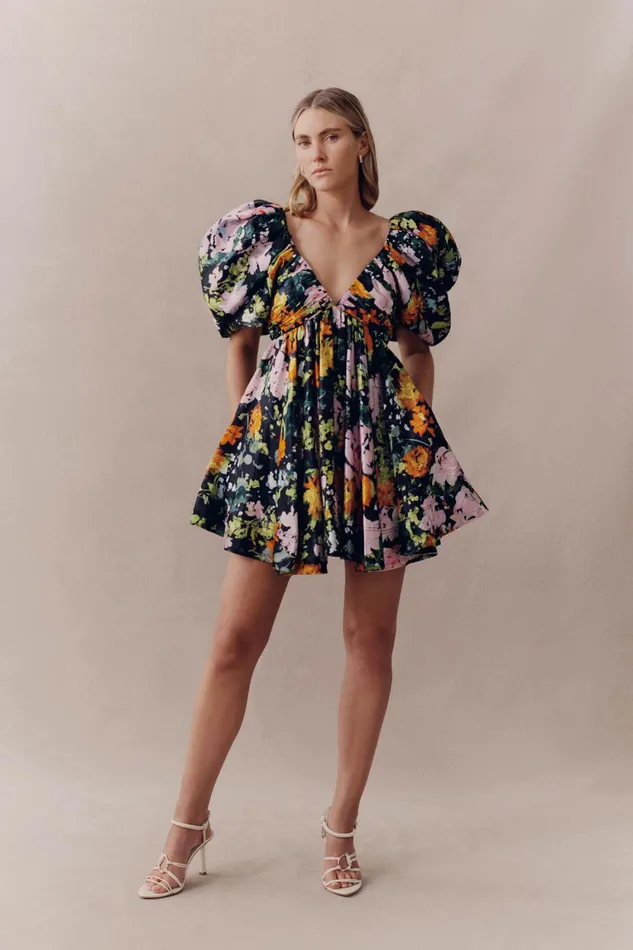 Women Dresses Aje Gabrielle Plunge Mini Dress Midnight Floral