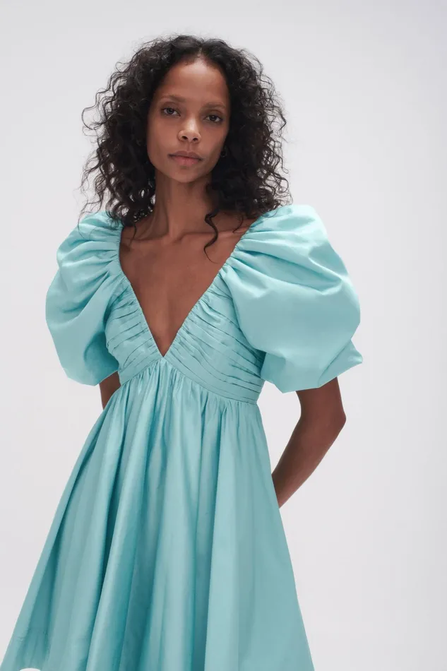 Women Dresses Aje Gabrielle Plunge Mini Dress Spearmint Blue