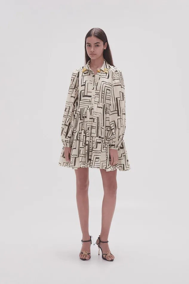 Women Dresses Aje Georgia Smock Mini Dress Abstract Penrose