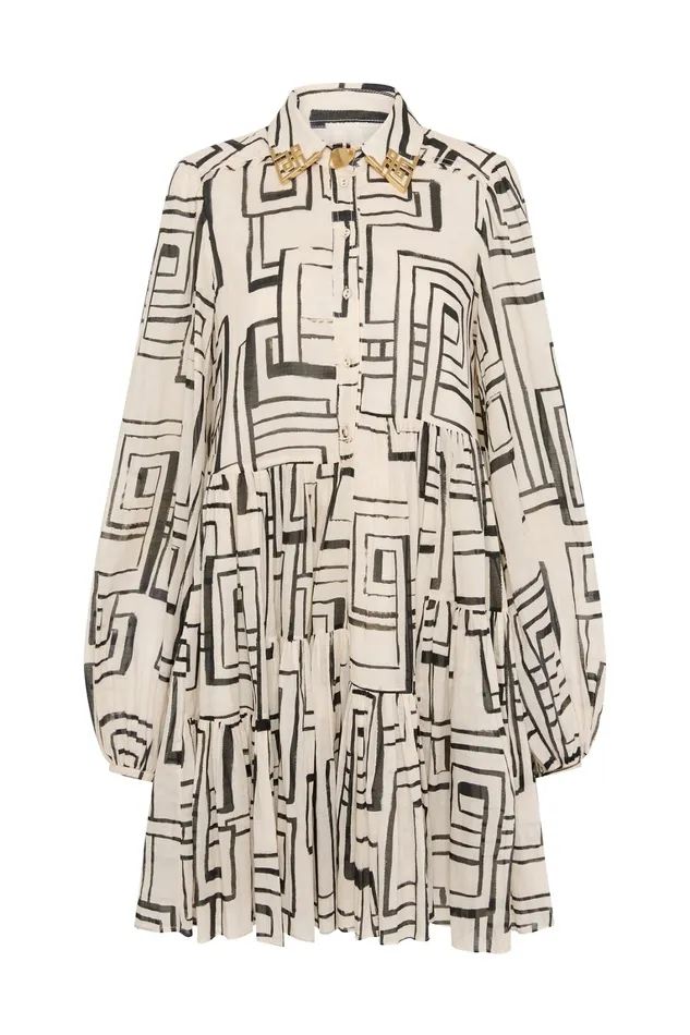 Women Dresses Aje Georgia Smock Mini Dress Abstract Penrose