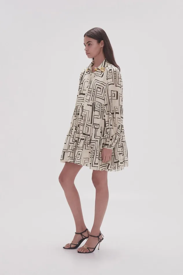 Women Dresses Aje Georgia Smock Mini Dress Abstract Penrose