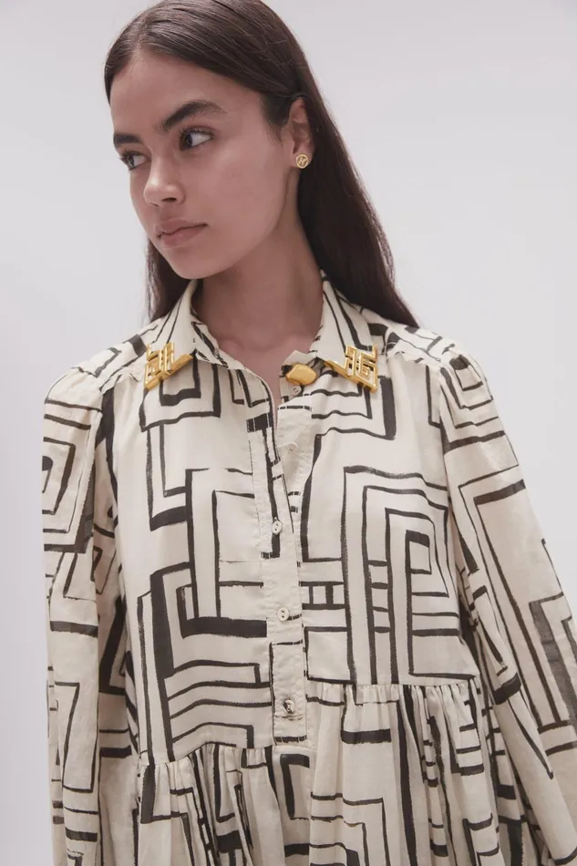 Women Dresses Aje Georgia Smock Mini Dress Abstract Penrose