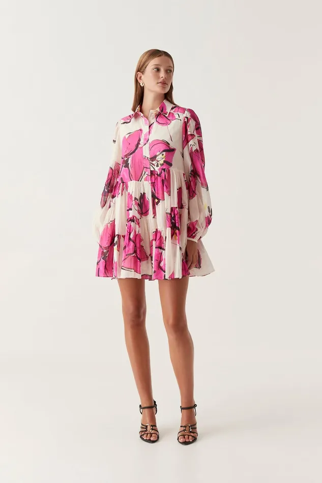 Women Dresses Aje Georgia Smock Mini Dress Falling Florals