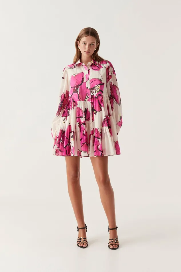 Women Dresses Aje Georgia Smock Mini Dress Falling Florals