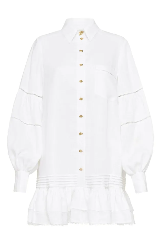 Women Dresses Aje Lotus Shirt Mini Dress Ivory