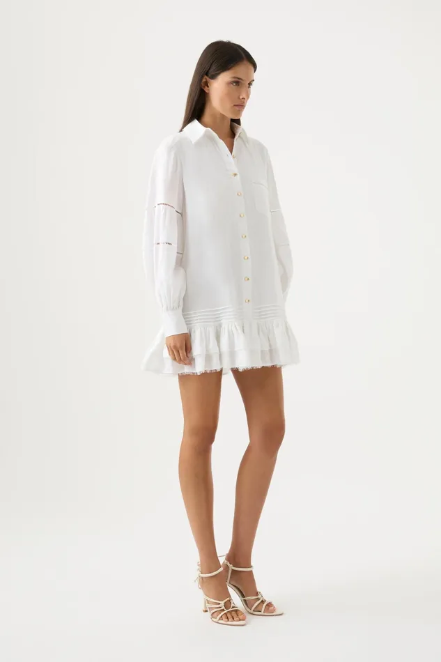 Women Dresses Aje Lotus Shirt Mini Dress Ivory