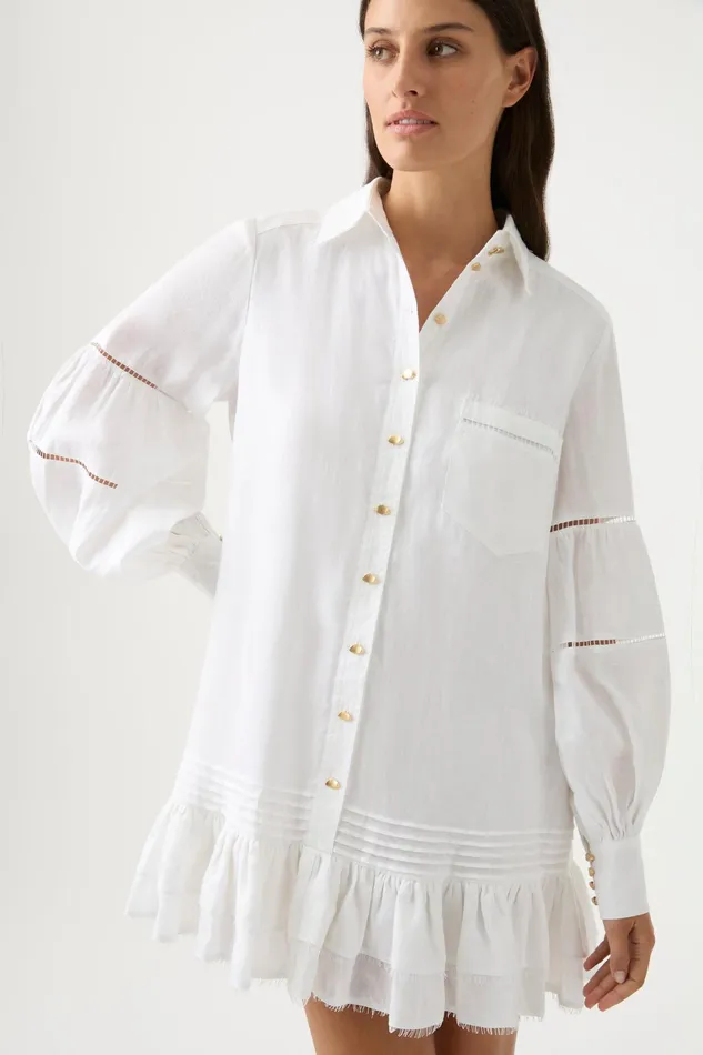 Women Dresses Aje Lotus Shirt Mini Dress Ivory