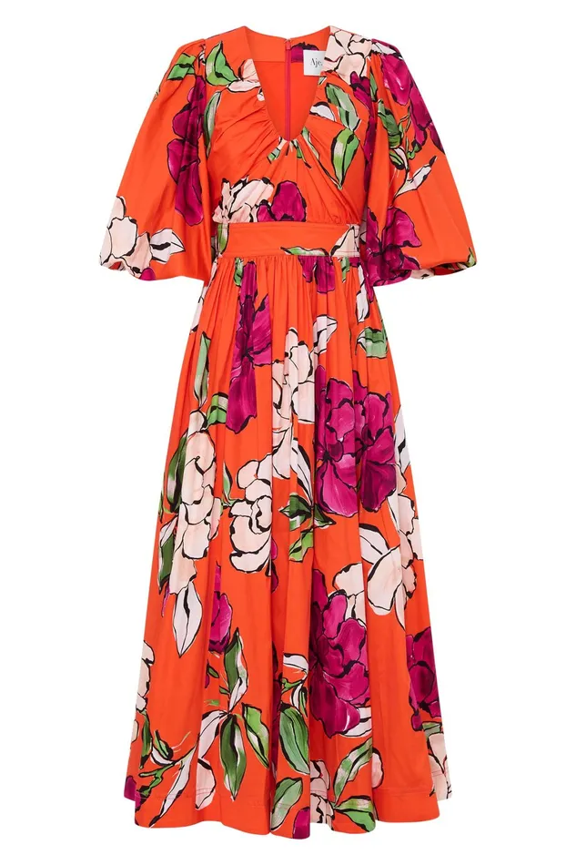 Women Dresses Aje Marlene Floral Midi Dress Vivid Camellia