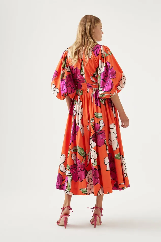 Women Dresses Aje Marlene Floral Midi Dress Vivid Camellia