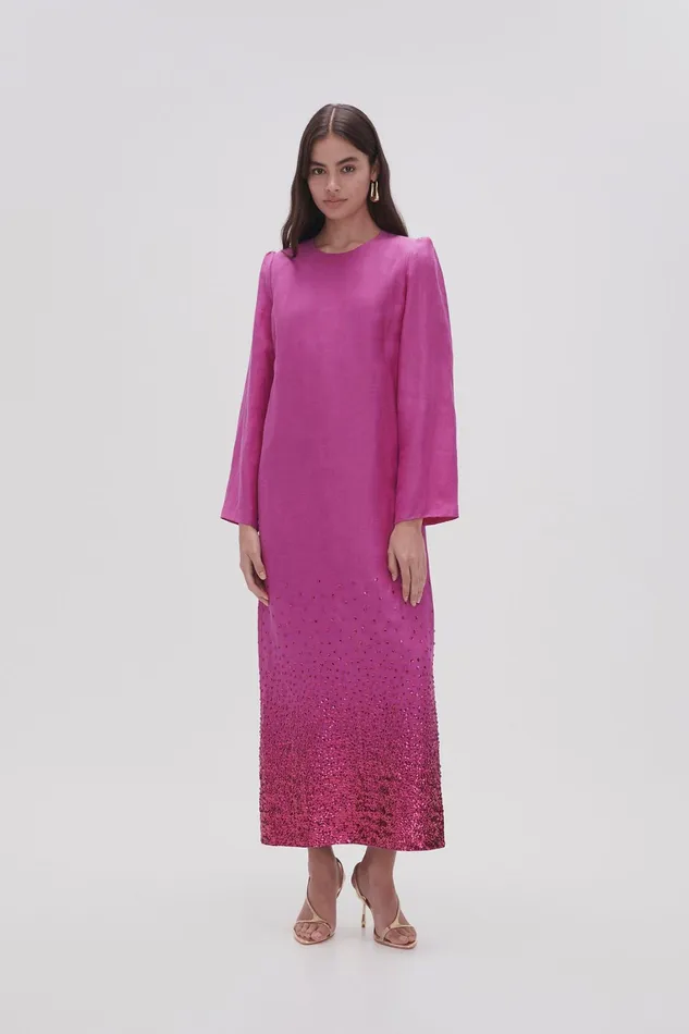 Women Dresses Aje Reflection Sequin Maxi Dress Deep Magenta