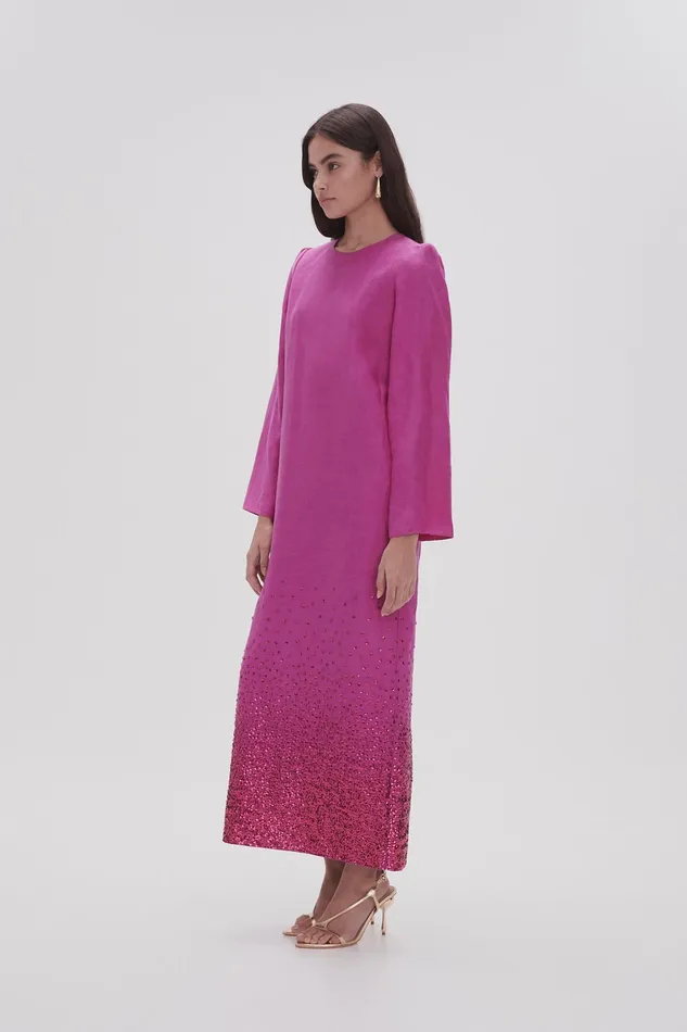 Women Dresses Aje Reflection Sequin Maxi Dress Deep Magenta