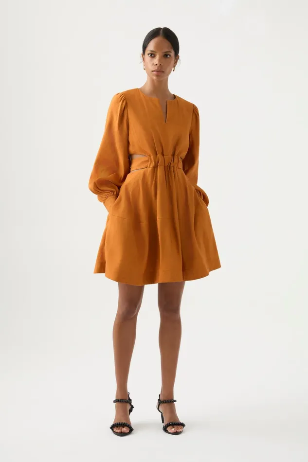 Women Dresses Aje Spectral VNeck Mini Dress Chestnut Brown