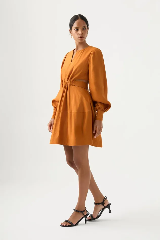 Women Dresses Aje Spectral VNeck Mini Dress Chestnut Brown