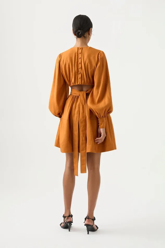 Women Dresses Aje Spectral VNeck Mini Dress Chestnut Brown