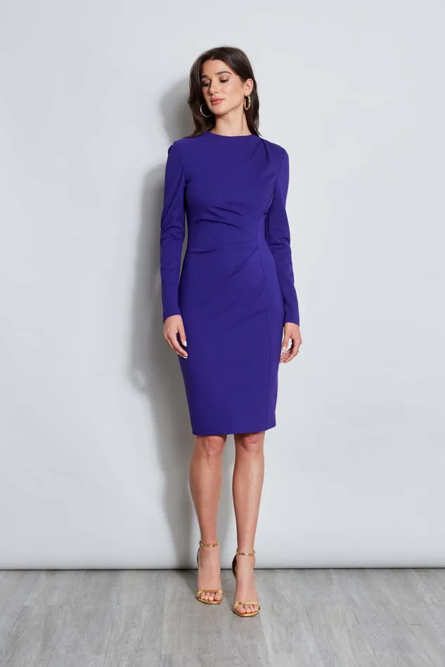Women Dresses and Jumpsuits Elie Tahari Ruched Long Sleeve Knit Dress Grape