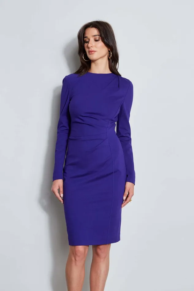 Women Dresses and Jumpsuits Elie Tahari Ruched Long Sleeve Knit Dress Grape