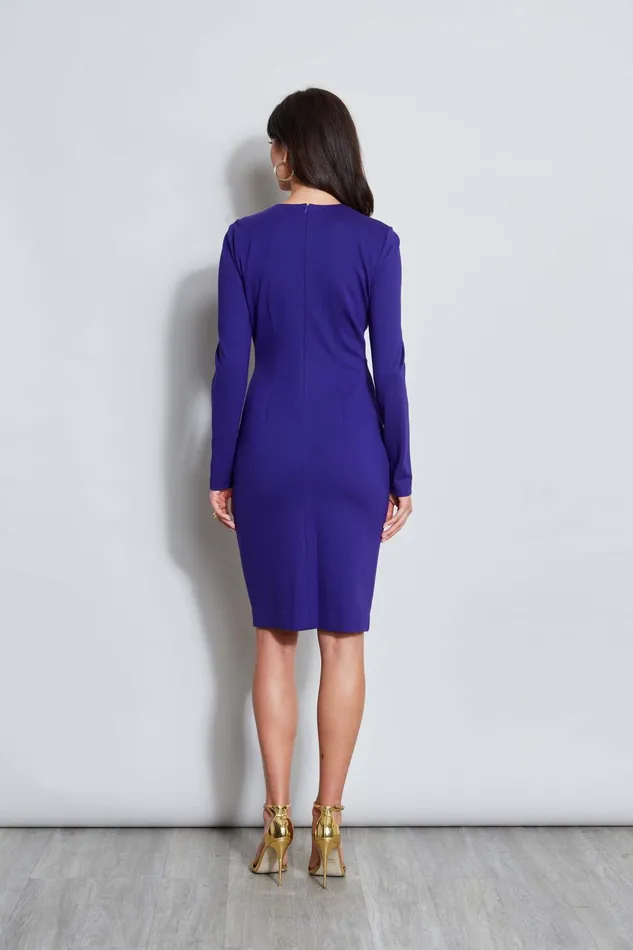 Women Dresses and Jumpsuits Elie Tahari Ruched Long Sleeve Knit Dress Grape