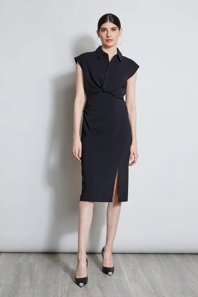 Women Dresses and Jumpsuits Elie Tahari Twist Button Dress Black