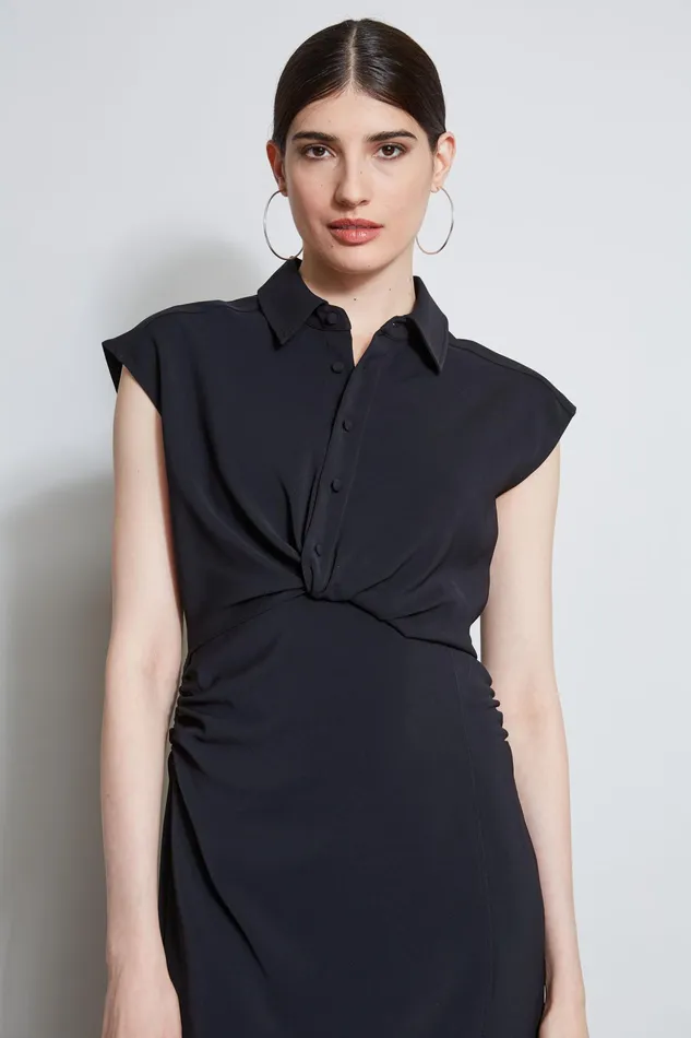 Women Dresses and Jumpsuits Elie Tahari Twist Button Dress Black