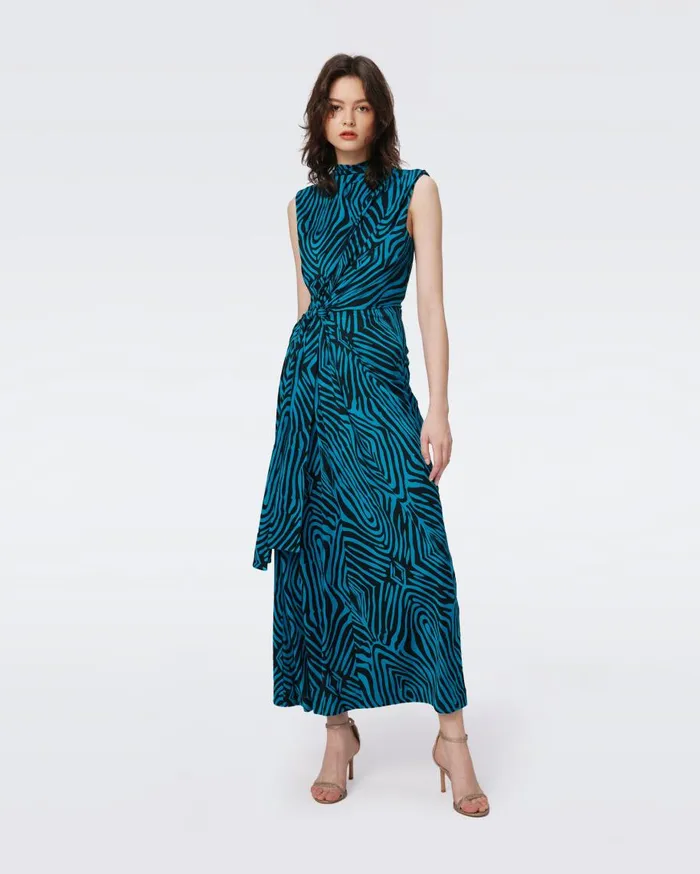 Women DVF Dresses Geri Dress Huge Zebra Blue